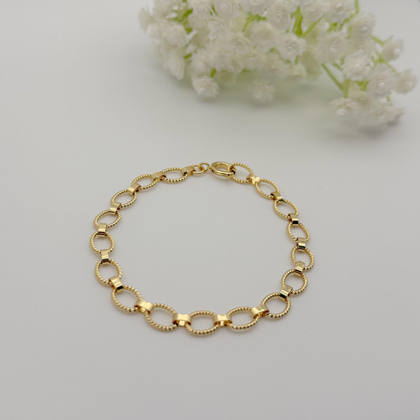 Twist Chain Bracelet | 18k gold filled Bracelet | round circle chain | adjustable Bracelet | summer jewelry | gift for her