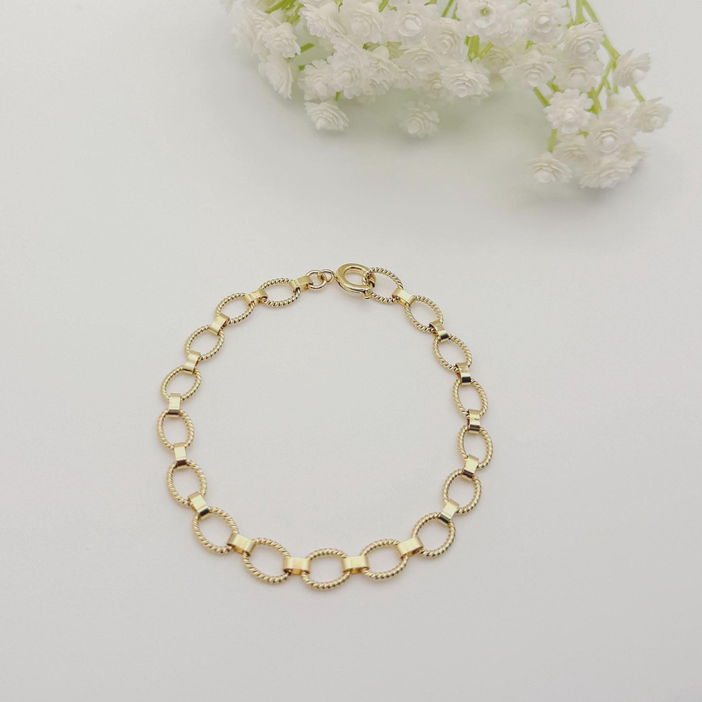 Twist Chain Bracelet | 18k gold filled Bracelet | round circle chain | adjustable Bracelet | summer jewelry | gift for her