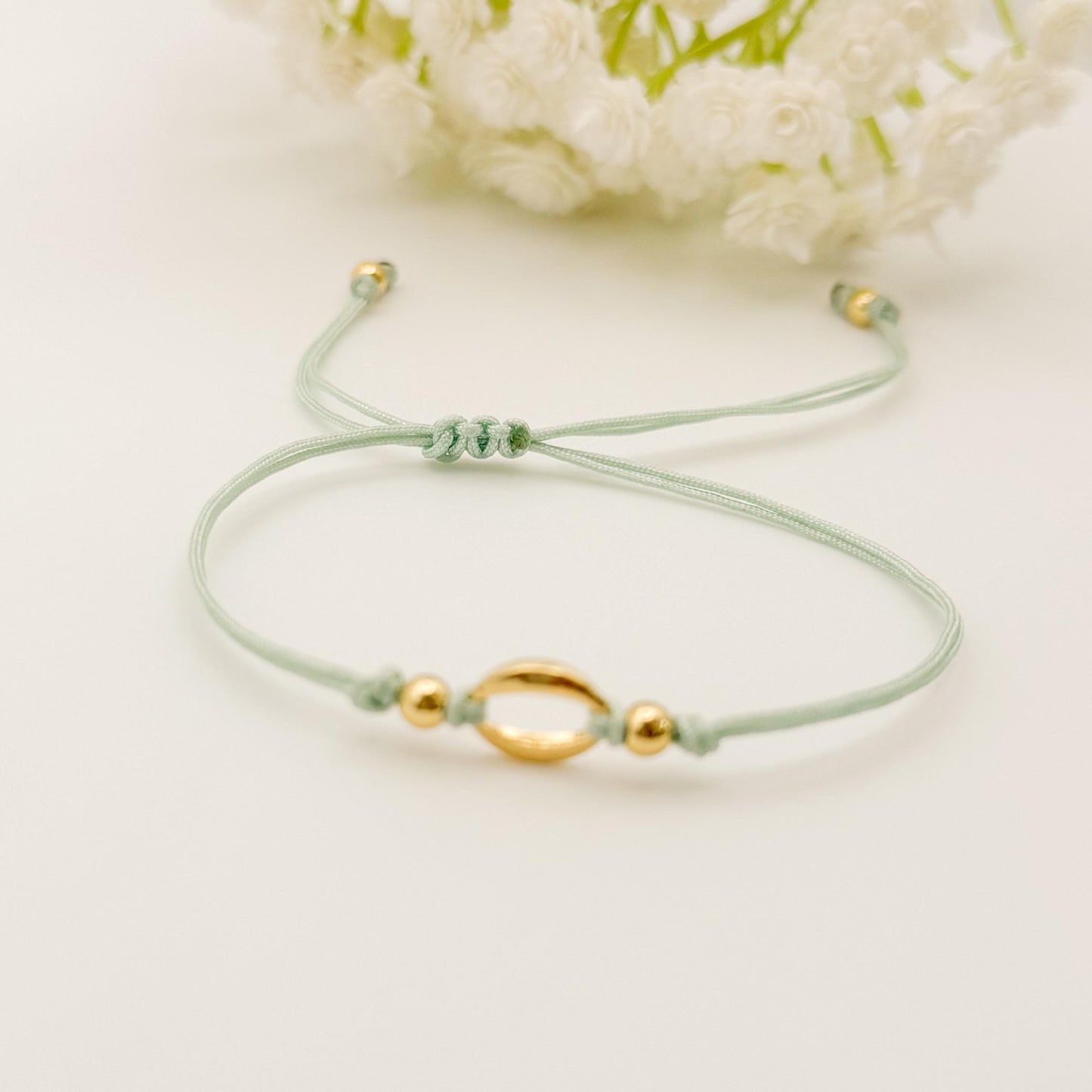 Cord with Oval Connecter Bracelet | 18k gold filled beads | adjustable cord bracelet | silver or gold | navy blue | summer | cord bracelet