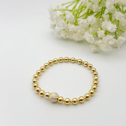 Sport Bracelet | 18k gold filled with sports ball bead  | beaded stretch bracelet | bracelet | soccer charm| tennis | softball | volleyball