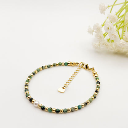 Dainty Gemstone Bracelet | 18k gold filled Bracelet |  gemstone with pearl  | Pearl Bracelet | Summer jewelry | gifts | stone bracelet