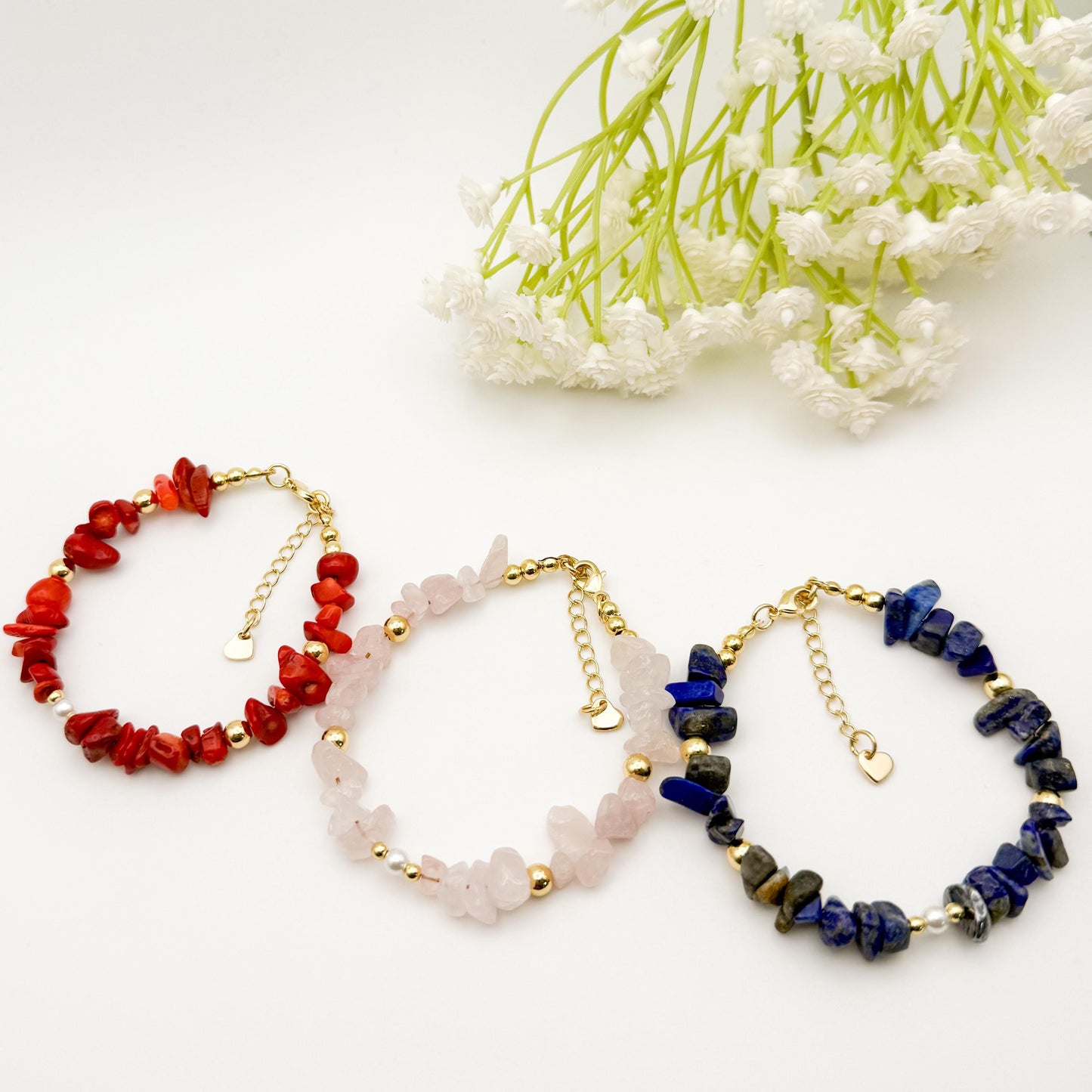 Chunky Rock Gemstone Bracelet | 18k gold filled Bracelet | Gold with Gemstone| Bead Bracelet |Clasp adjustable bracelet| stone beads