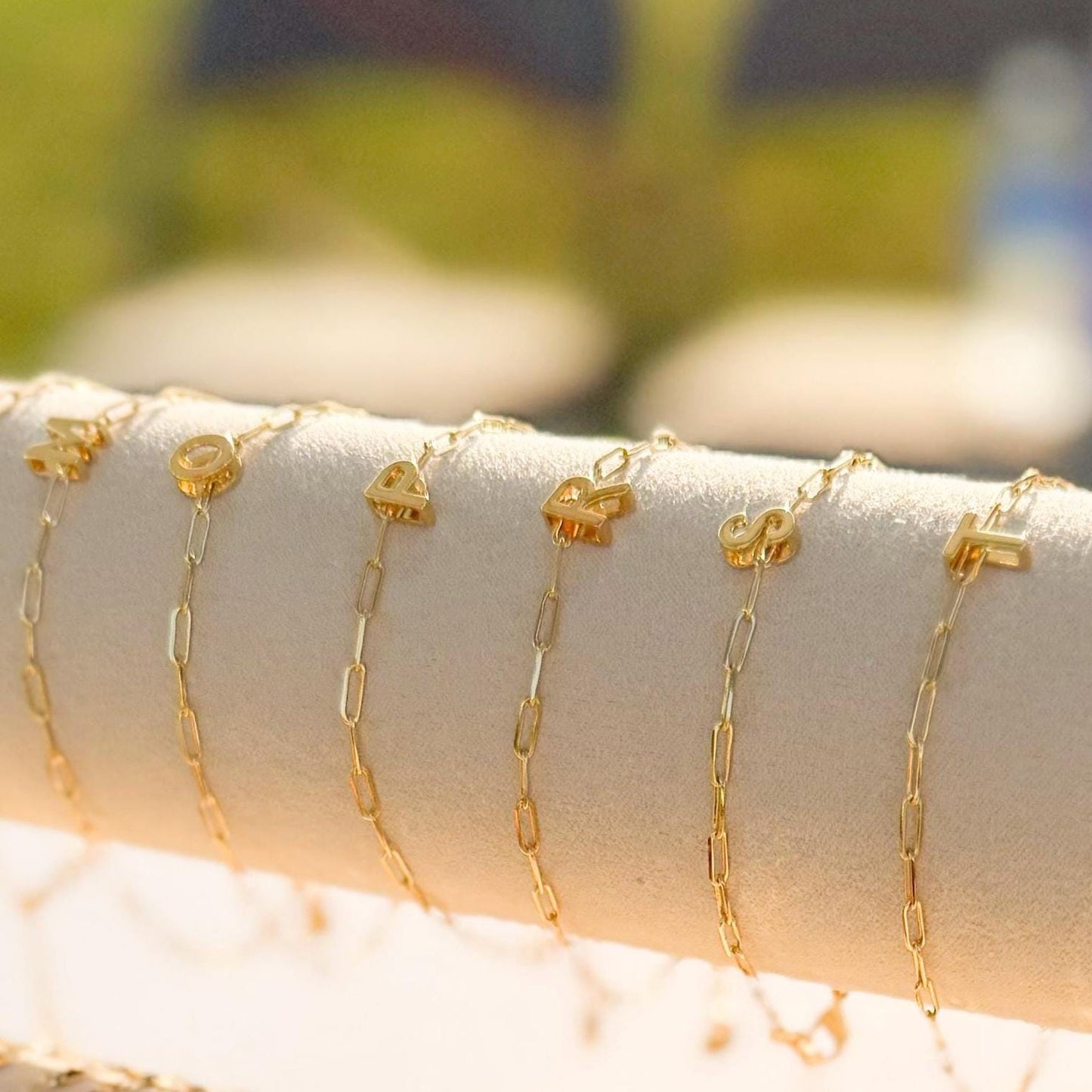 Initial Chain Bracelet | 18k gold filled Bracelet | Sliding initial bead on chain | Dainty Bracelet | summer jewelry | gift  | paperclip