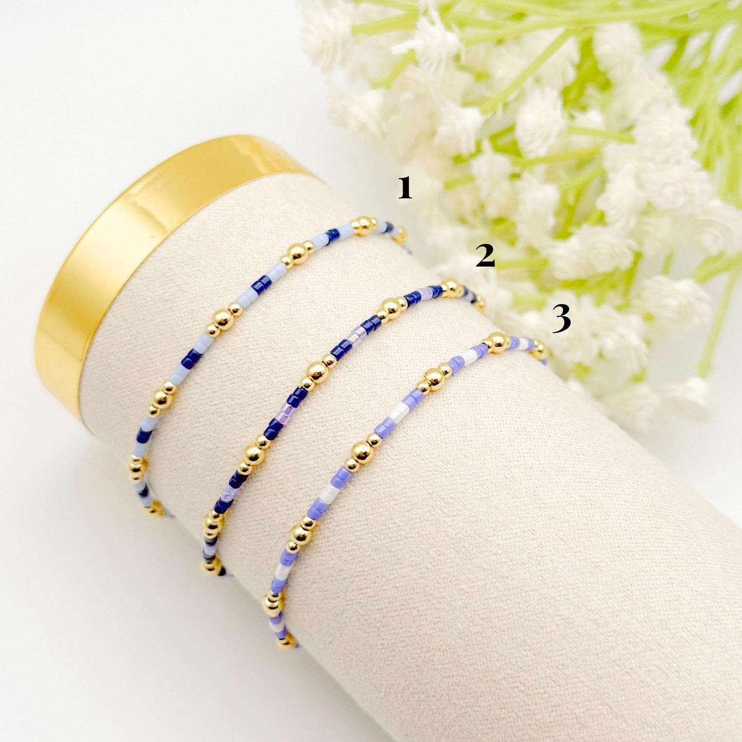 Dainty seed bead stacking bracelet | 18k gold filled with colorful tiny beads | beaded stretch bracelet | seed bead | stackable stretch |mix