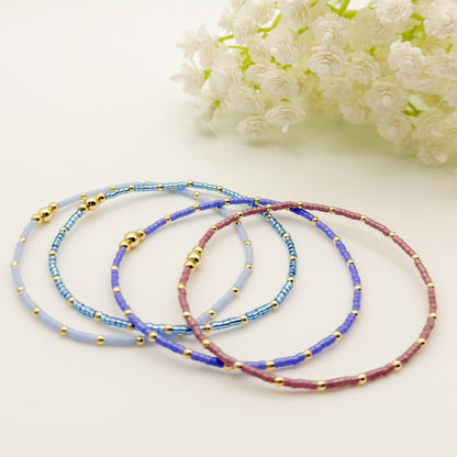 Fall seed bead stacking bracelet | 18k gold filled with colorful tiny beads | beaded stretch bracelet  | seed bead | stackable stretch