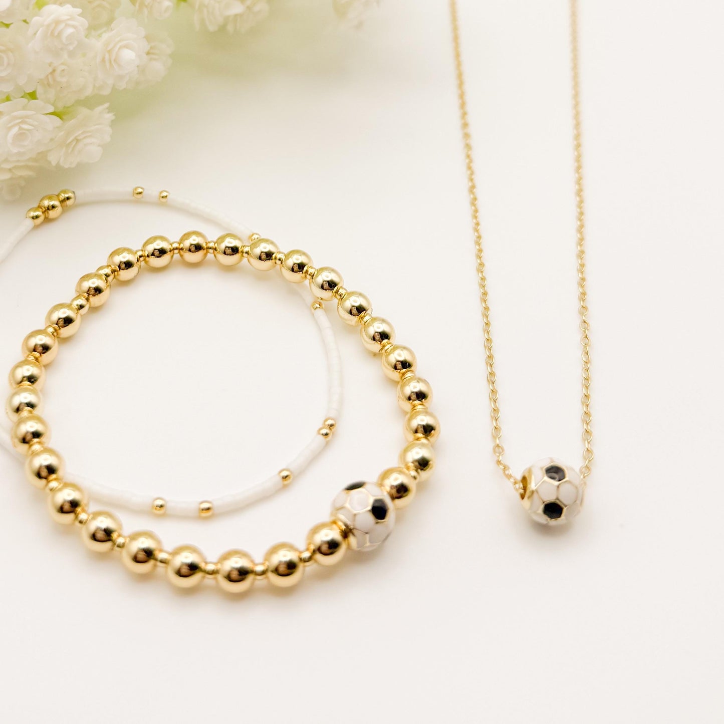 18k Gold Filled Sport Set Gift Box | Beaded Bracelet & Necklace