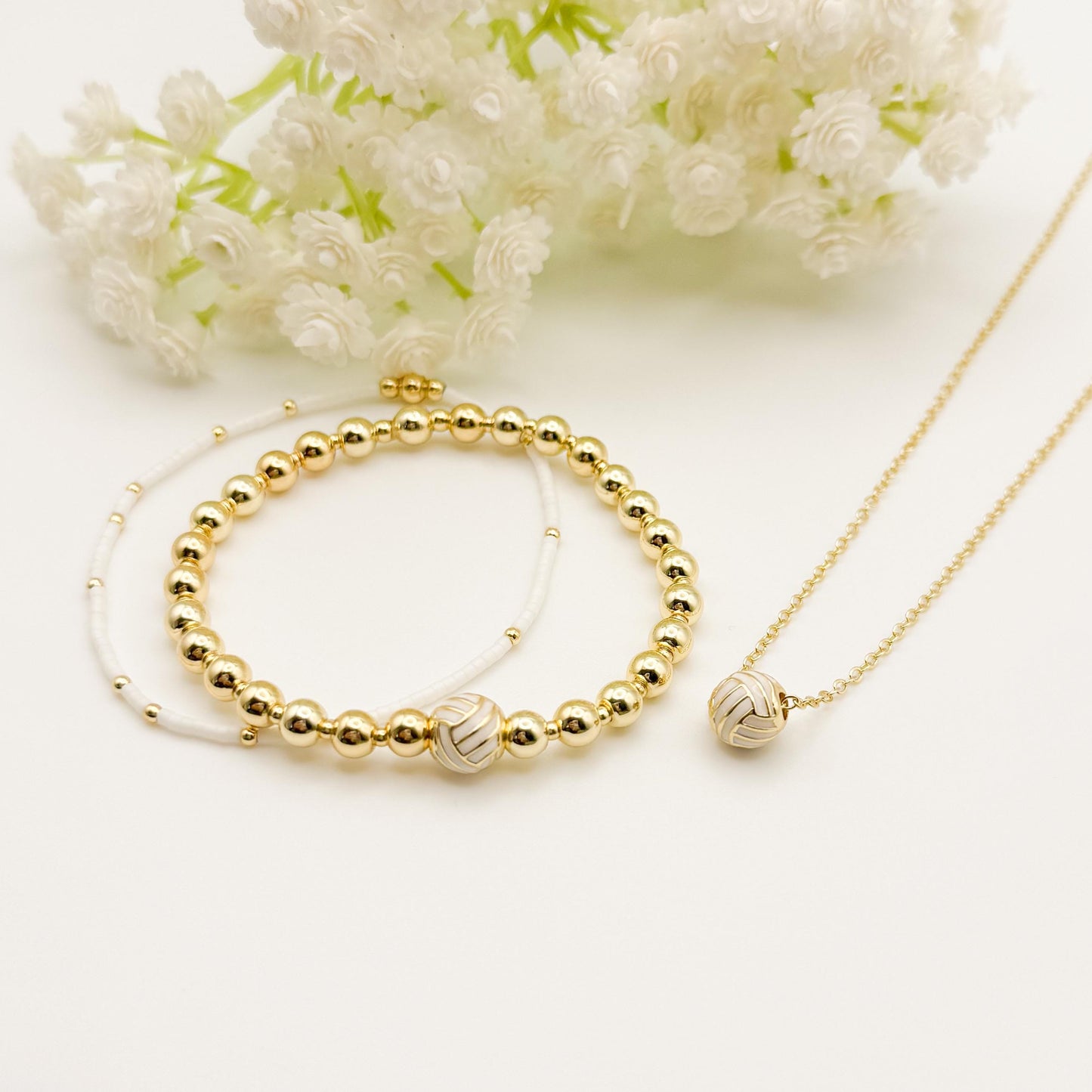 18k Gold Filled Sport Set Gift Box | Beaded Bracelet & Necklace