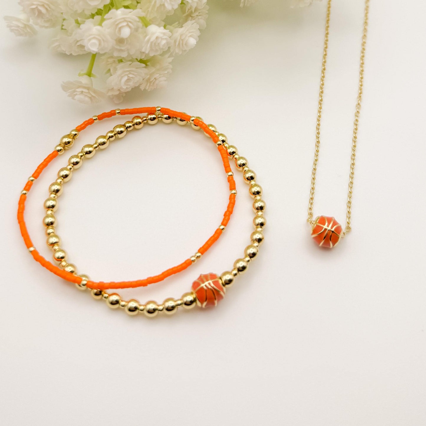 18k Gold Filled Sport Set Gift Box | Beaded Bracelet & Necklace