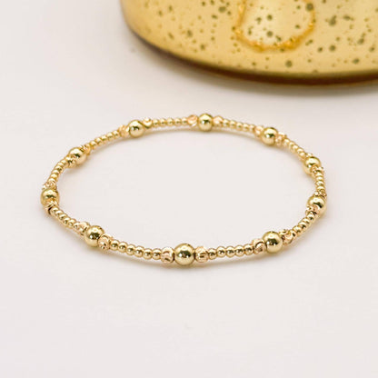Midnight Glow | 18k gold filled with black and cream bracelet stack | beaded stretch bracelet | tiny bead bracelet | seed bead | holiday