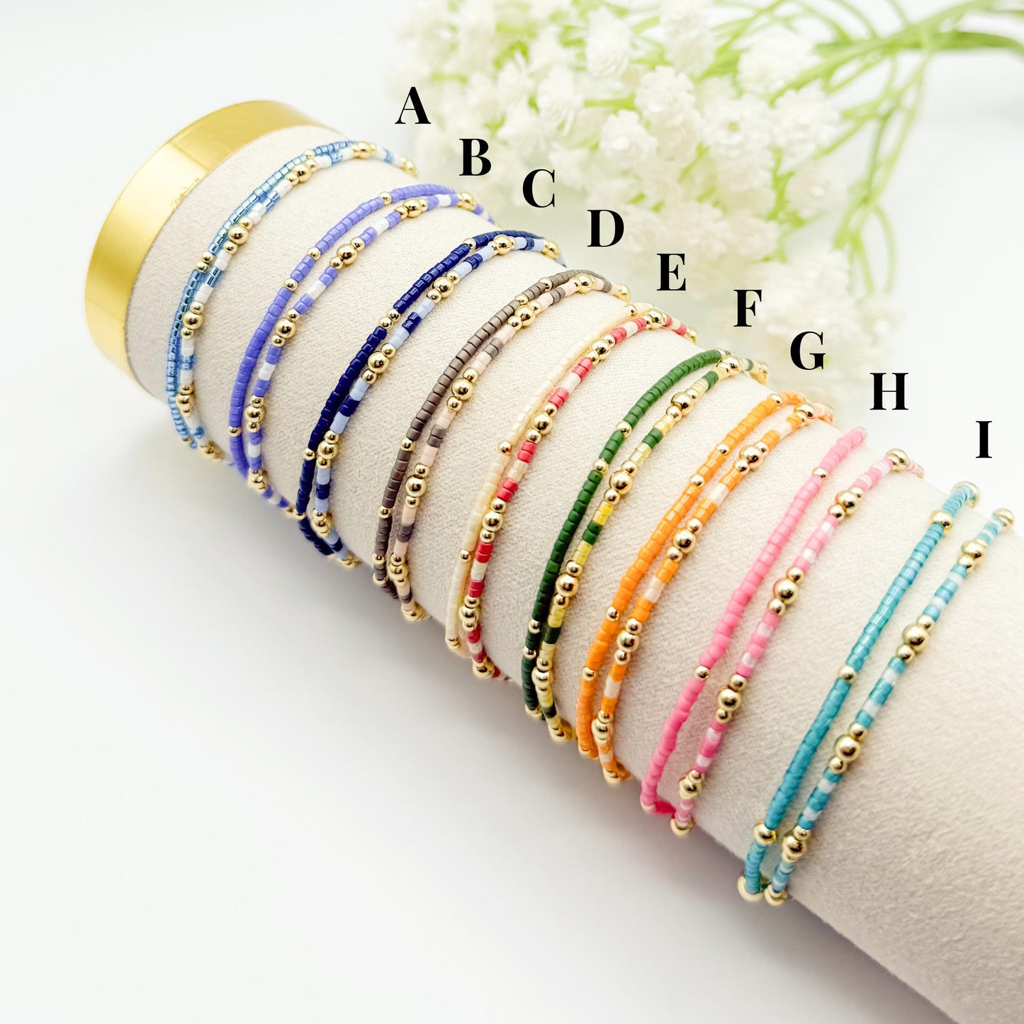 Initial Charm Bracelet Set | 18k Gold Filled & Miyuki Bead Bracelets