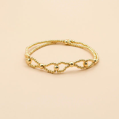 Gold Double Bracelet | 18k gold filled double strand bracelet | beaded stretch bracelet | tiny bead bracelet | mixed metal | gift set