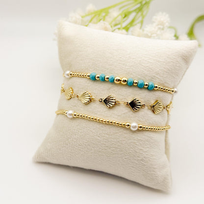 Beachy Seashell Jewelry Set | 18k Gold Filled Bracelet & Necklace