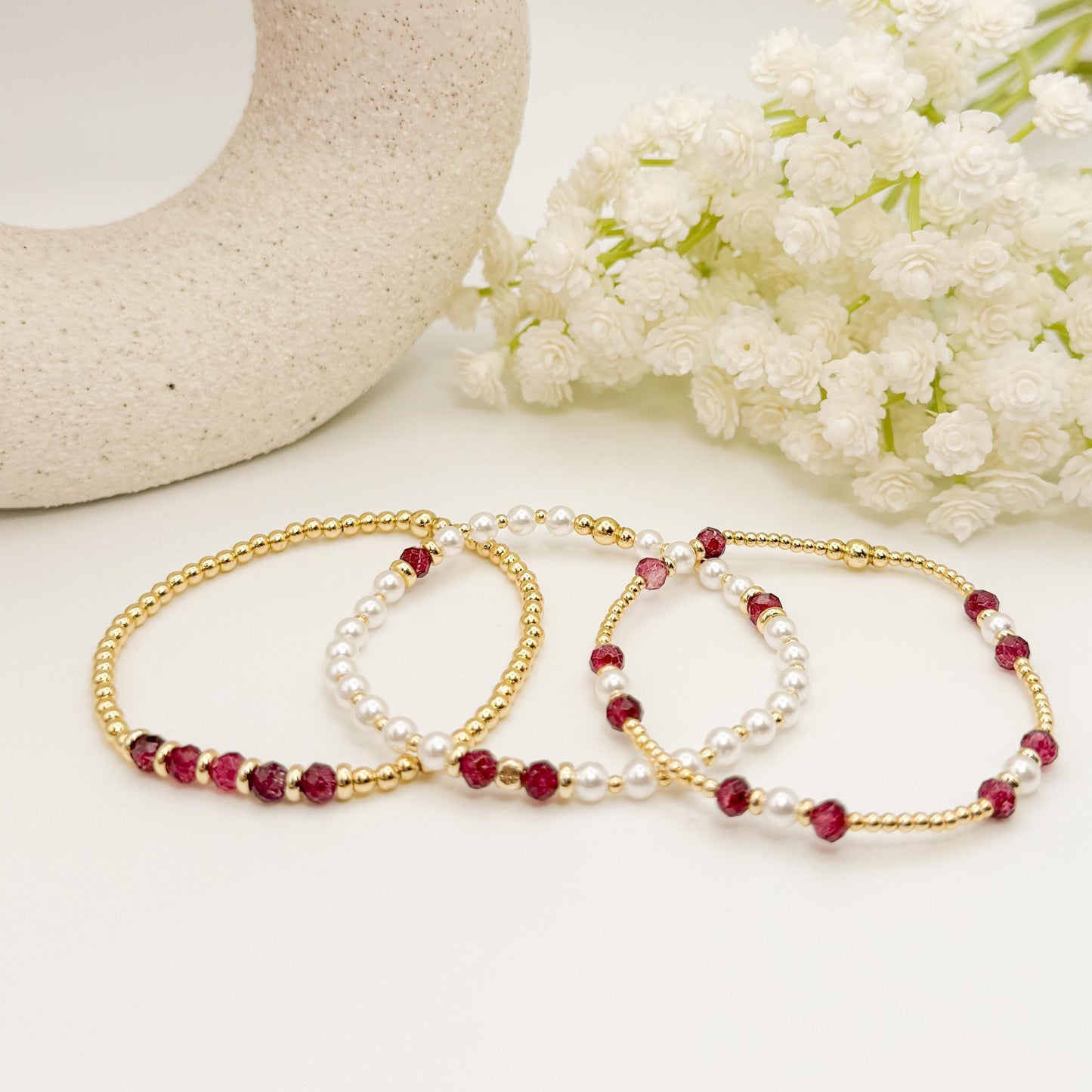 Crystal & 18k Gold Filled Beaded Bracelet Set | Gift Box