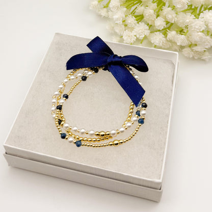 Crystal & 18k Gold Filled Beaded Bracelet Set | Gift Box