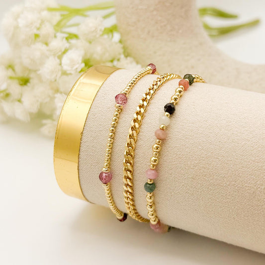 Crystal Beaded Bracelet Set | 18k Gold Filled, Stretch Bracelets