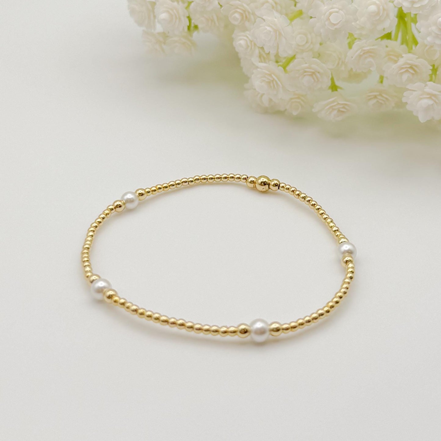 Pearl Set Gift Box | Gold and Pearl Bracelet | 18k Gold Filled Stretch Bracelet | Christmas gift | Heart Necklace | Gift set