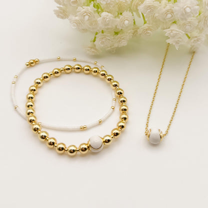 18k Gold Filled Sport Set Gift Box | Beaded Bracelet & Necklace