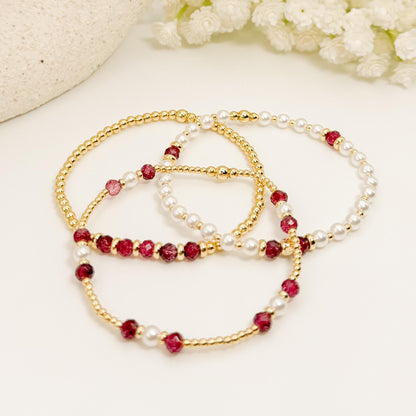 Crystal & 18k Gold Filled Beaded Bracelet Set | Gift Box