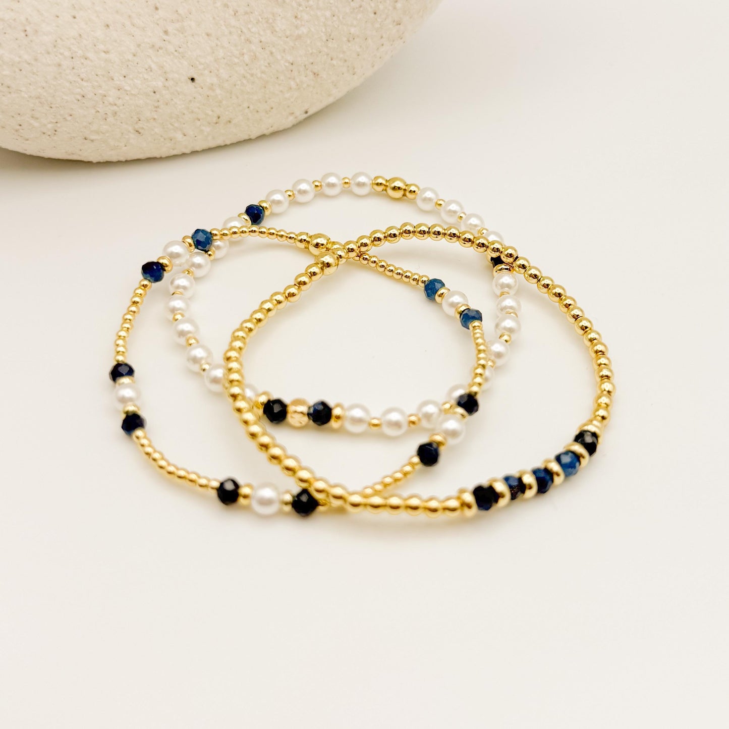 Crystal & 18k Gold Filled Beaded Bracelet Set | Gift Box