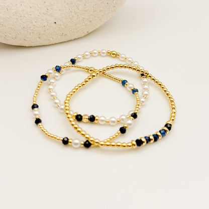 Crystal & 18k Gold Filled Beaded Bracelet Set | Gift Box