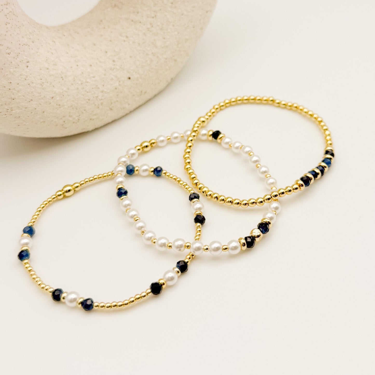 Crystal & 18k Gold Filled Beaded Bracelet Set | Gift Box