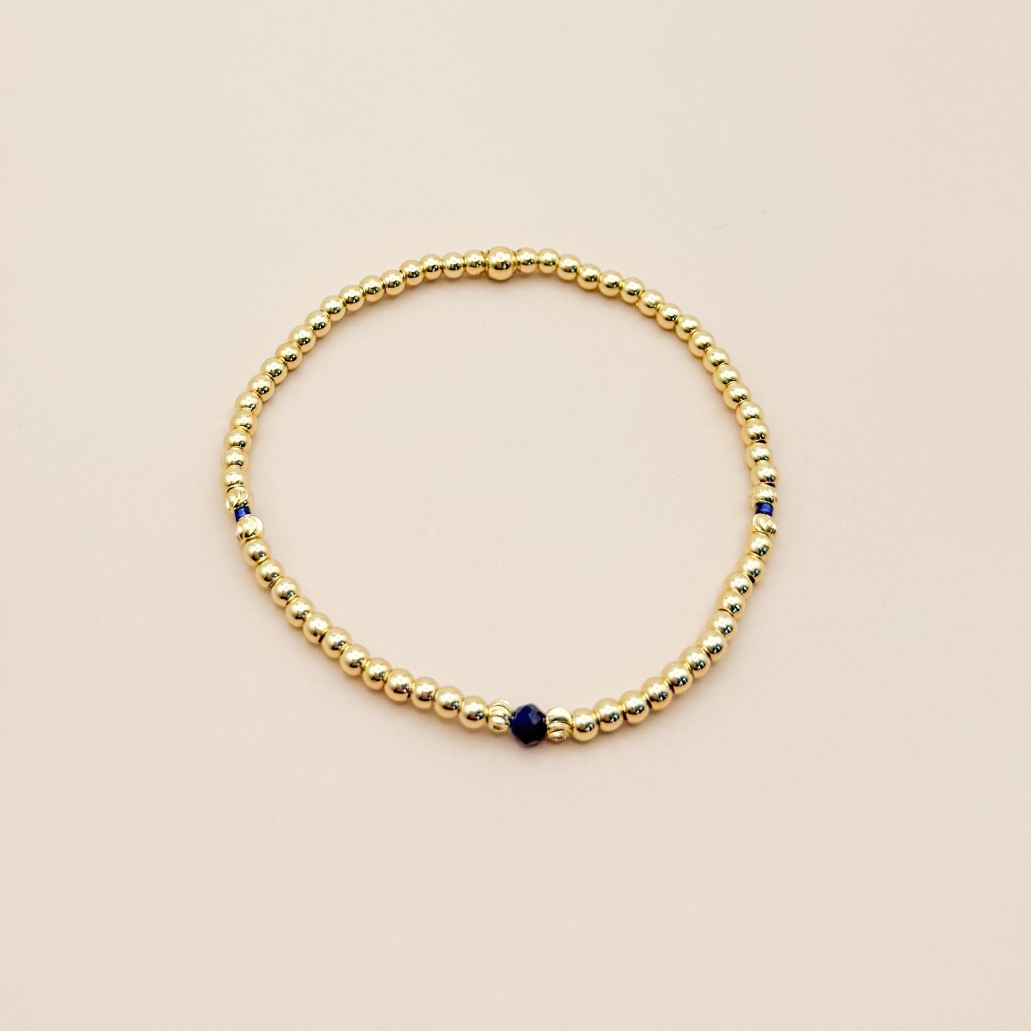 Timeless Stack | 18k gold filled with Navy Diamond Shape Beads and Jasper Stone |Beaded Stretch Bracelet | Vintage Bead| Chain | Chunky Gold