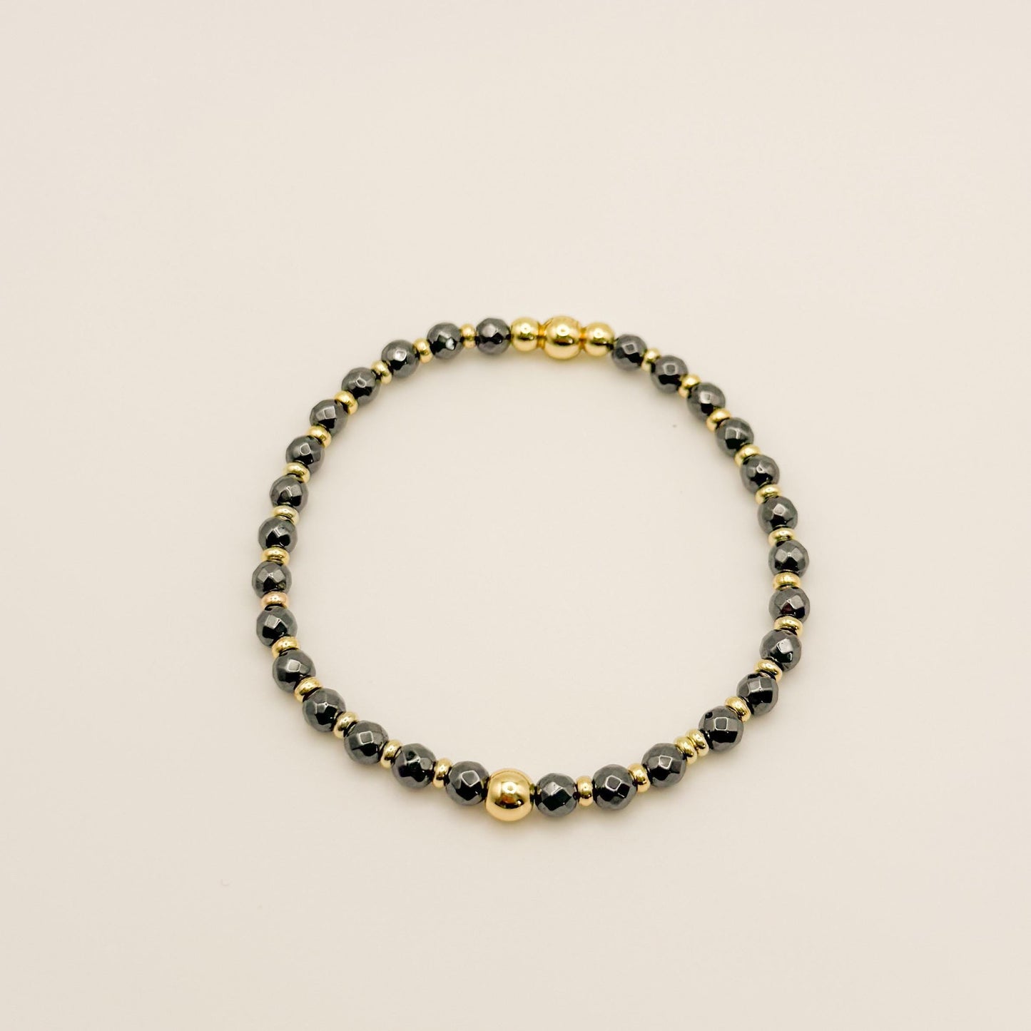 Grey & Pearl Stacking Bracelets | 18k gold filled with Grey and Pearl Beads Bracelet |Beaded Stretch Bracelet | Build Your Own Stack