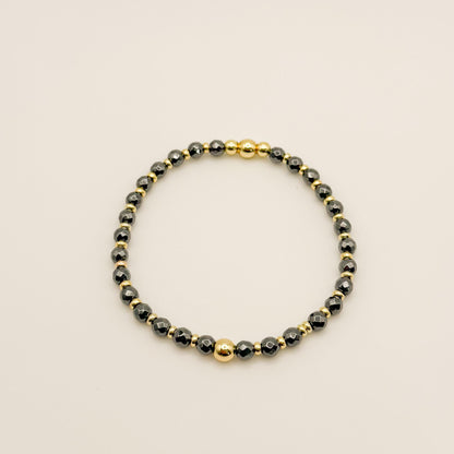 Grey & Pearl Stacking Bracelets | 18k gold filled with Grey and Pearl Beads Bracelet |Beaded Stretch Bracelet | Build Your Own Stack