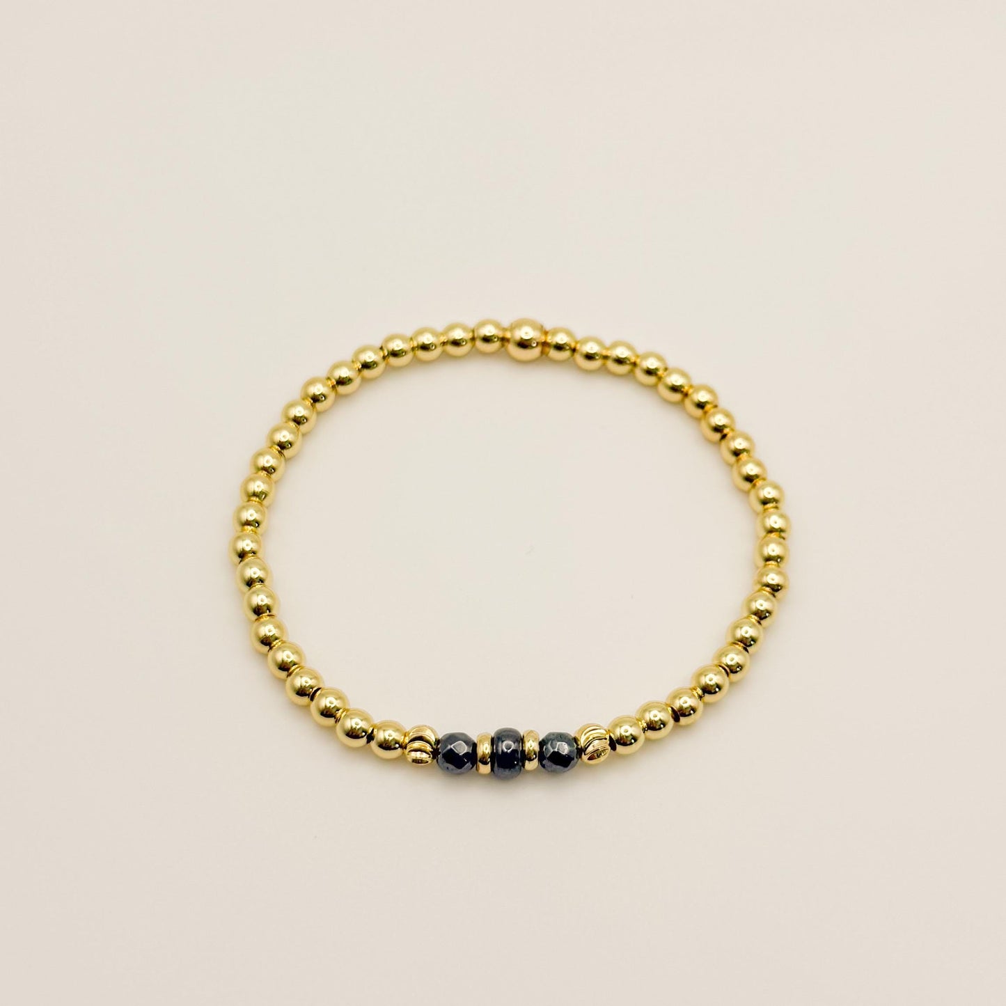 Grey & Pearl Stacking Bracelets | 18k gold filled with Grey and Pearl Beads Bracelet |Beaded Stretch Bracelet | Build Your Own Stack