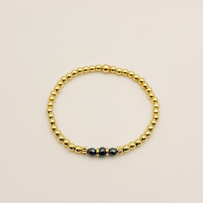 Grey & Pearl Stacking Bracelets | 18k gold filled with Grey and Pearl Beads Bracelet |Beaded Stretch Bracelet | Build Your Own Stack