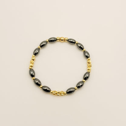 Grey & Pearl Stacking Bracelets | 18k gold filled with Grey and Pearl Beads Bracelet |Beaded Stretch Bracelet | Build Your Own Stack