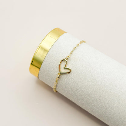 Pearl and Heart Stack | 18k gold filled with Pearl Beads and Heart Chain Bracelet |Beaded Stretch Bracelet | Chain
