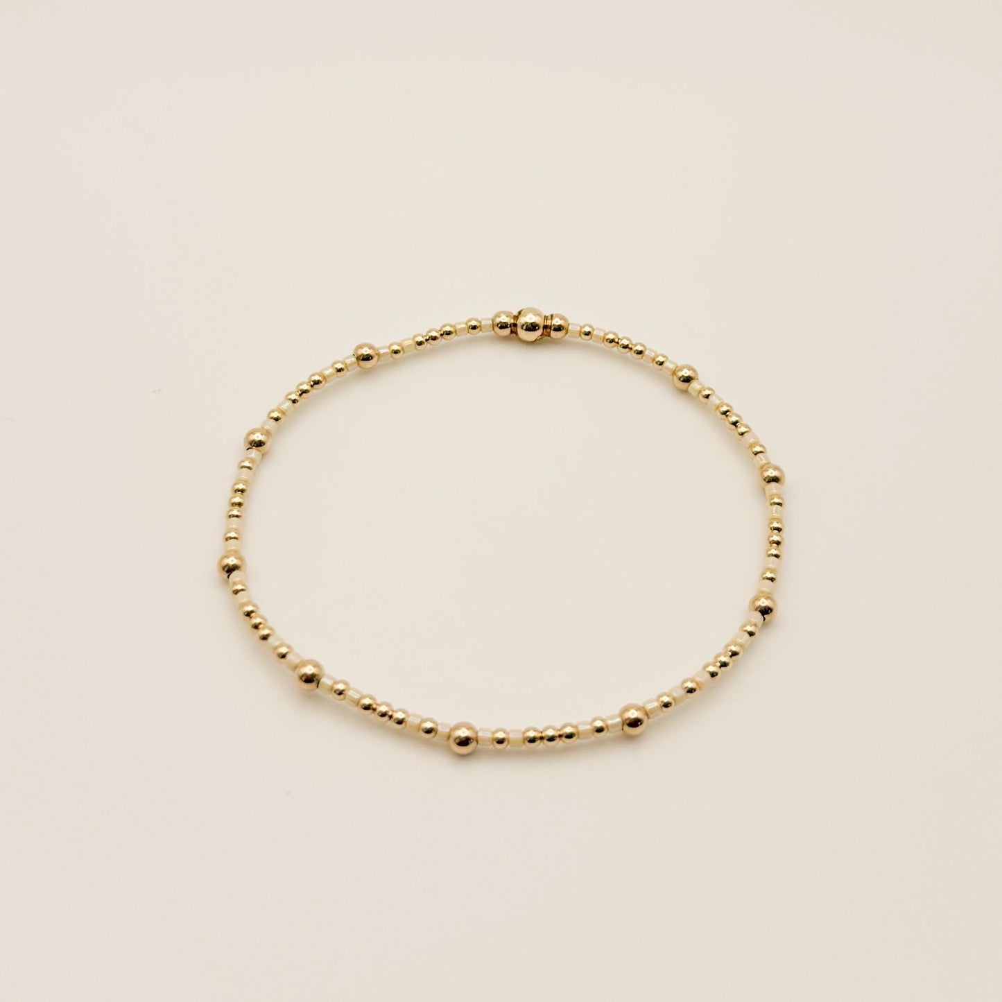 Signature Colored Stacking Bracelets | 14k Gold Filled Non-Tarnish with Colored Seed Beads| Stretch Beaded Bracelet Stack | Tiny bead