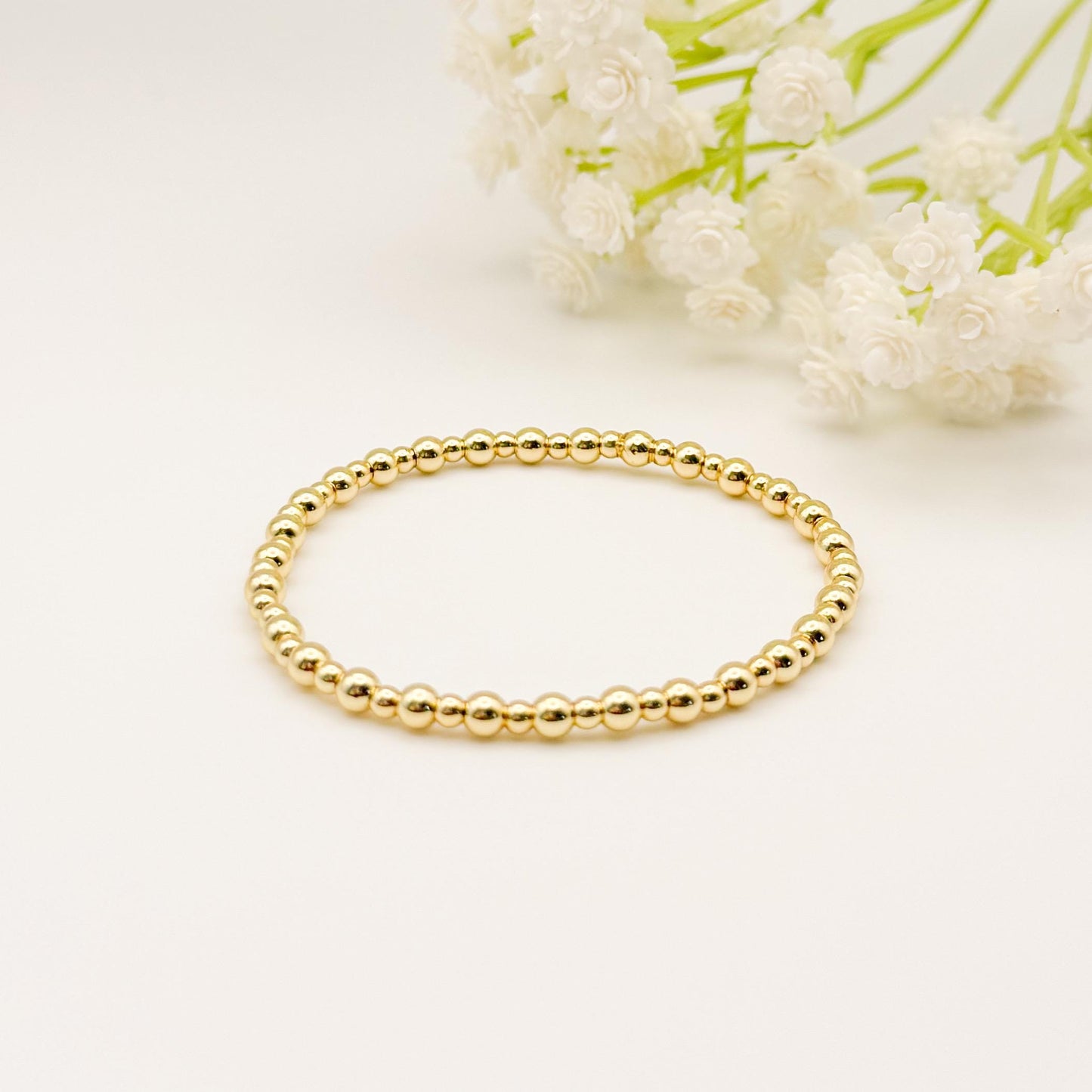 Garden Mix  | 18k Gold Filled with Mint Green, Brown and Beige Bracelet Stack | Beaded Stretch Bracelet | Tiny Bead Bracelet | Seed Bead