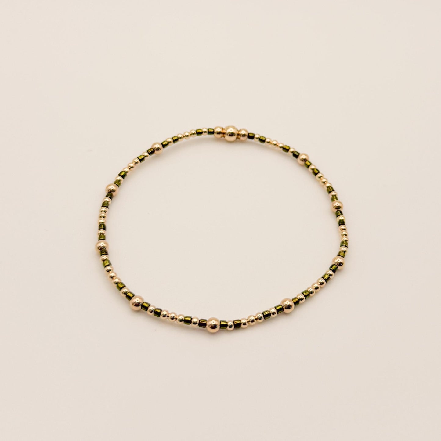 Signature Colored Stacking Bracelets | 14k Gold Filled Non-Tarnish with Colored Seed Beads| Stretch Beaded Bracelet Stack | Tiny bead