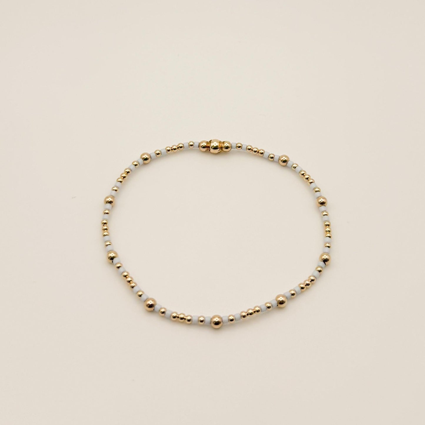 Signature Colored Stacking Bracelets | 14k Gold Filled Non-Tarnish with Colored Seed Beads| Stretch Beaded Bracelet Stack | Tiny bead