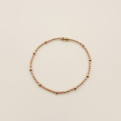 Signature Colored Stacking Bracelets | 14k Gold Filled Non-Tarnish with Colored Seed Beads| Stretch Beaded Bracelet Stack | Tiny bead