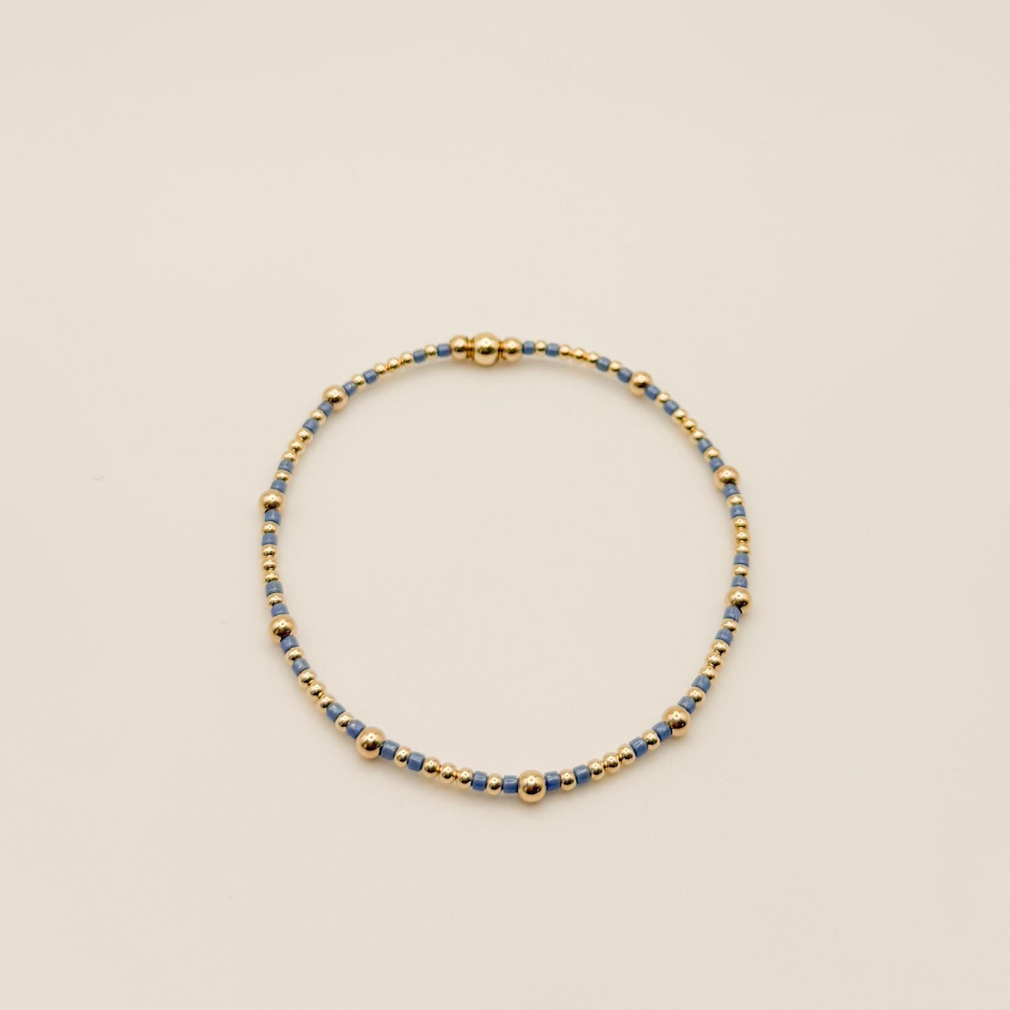 Signature Colored Stacking Bracelets | 14k Gold Filled Non-Tarnish with Colored Seed Beads| Stretch Beaded Bracelet Stack | Tiny bead