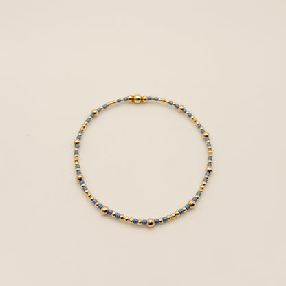 Signature Colored Stacking Bracelets | 14k Gold Filled Non-Tarnish with Colored Seed Beads| Stretch Beaded Bracelet Stack | Tiny bead