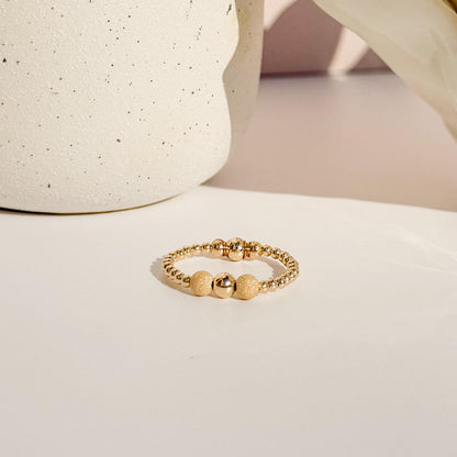 Signature Gold Beaded Rings | 14k Gold Filled Non-Tarnish Beaded Stacking Rings | Stretch