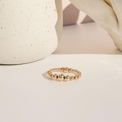 Signature Gold Beaded Rings | 14k Gold Filled Non-Tarnish Beaded Stacking Rings | Stretch