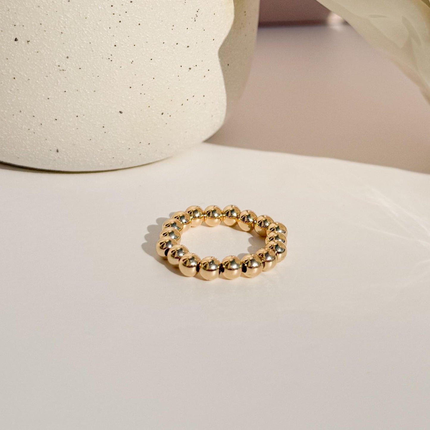 Signature Gold Beaded Rings | 14k Gold Filled Non-Tarnish Beaded Stacking Rings | Stretch