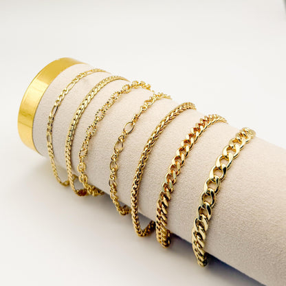 18k Gold Filled Chain Bracelets  Stacking Bracelets, Minimalist Jewelry