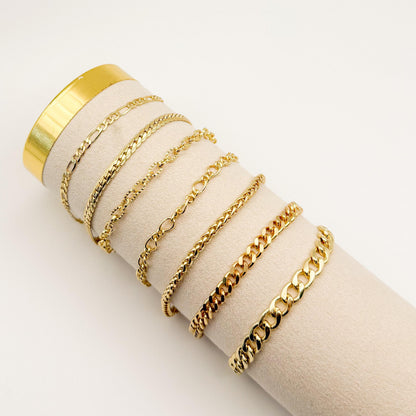 18k Gold Filled Chain Bracelets  Stacking Bracelets, Minimalist Jewelry