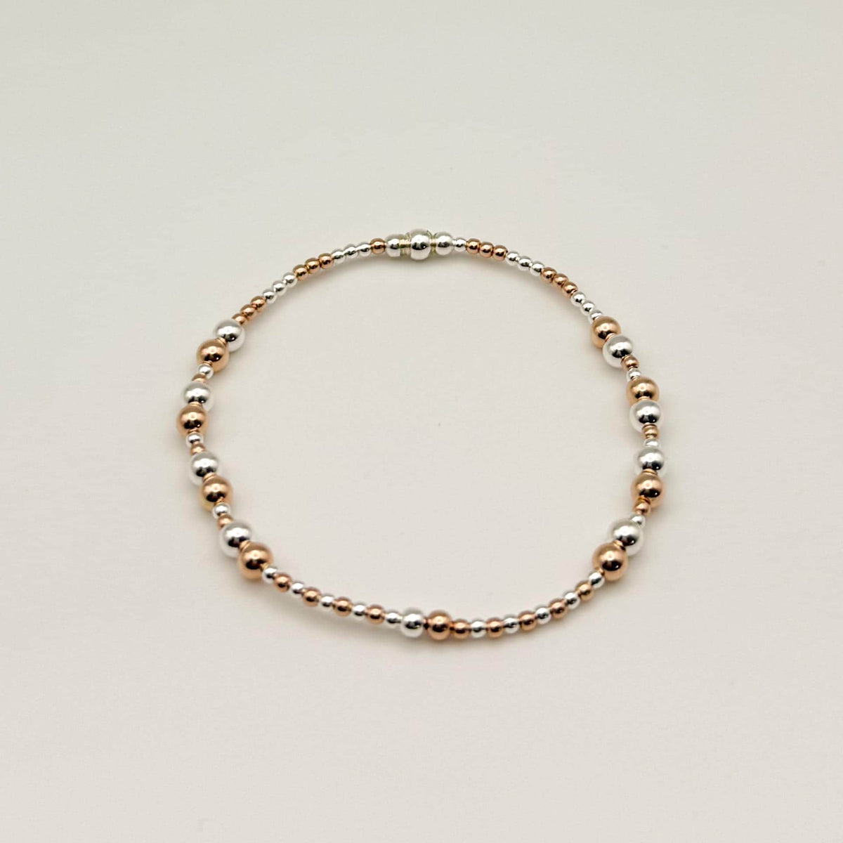 14k Rose Gold Filled & Sterling Silver Beaded Bracelet Stack | Waterproof, Non-Tarnish