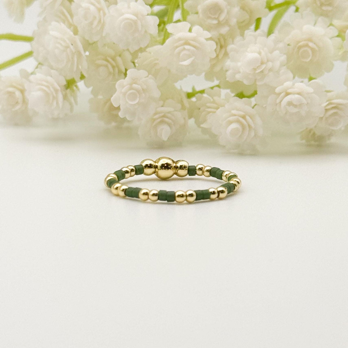 Color Block Beaded Rings | 18k Gold Filled Rings with Colorful Seed Beads | Stacking Rings | Stretch
