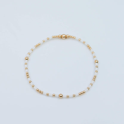 Signature Summer Seed Bead Stacking Bracelets | 14k Gold Filled Non-Tarnish with Colored Seed Beads| Stretch Beaded Bracelet| Tiny bead