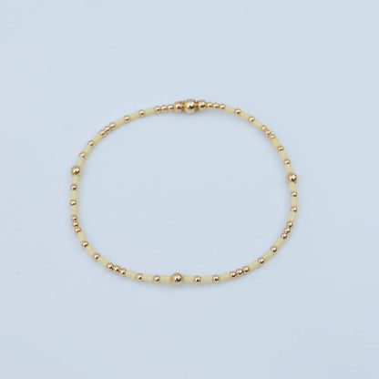 Signature Summer Seed Bead Stacking Bracelets | 14k Gold Filled Non-Tarnish with Colored Seed Beads| Stretch Beaded Bracelet| Tiny bead