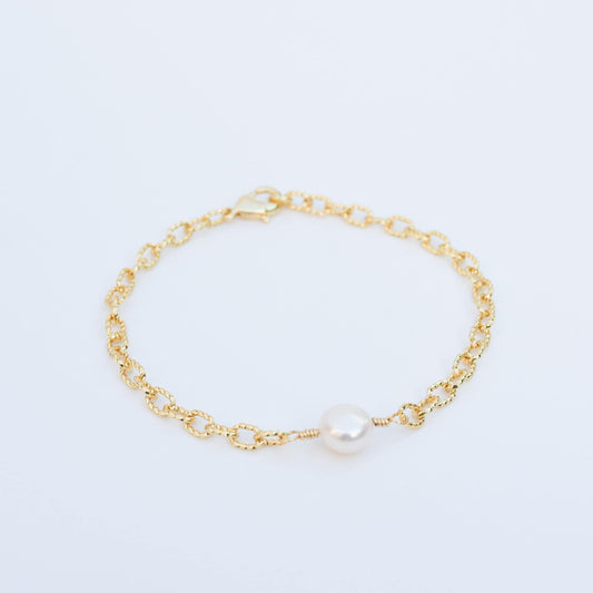 Pearl Chain Bracelet 18k Gold Filled Chain Bracelet , Dainty, Minimalist Jewelry