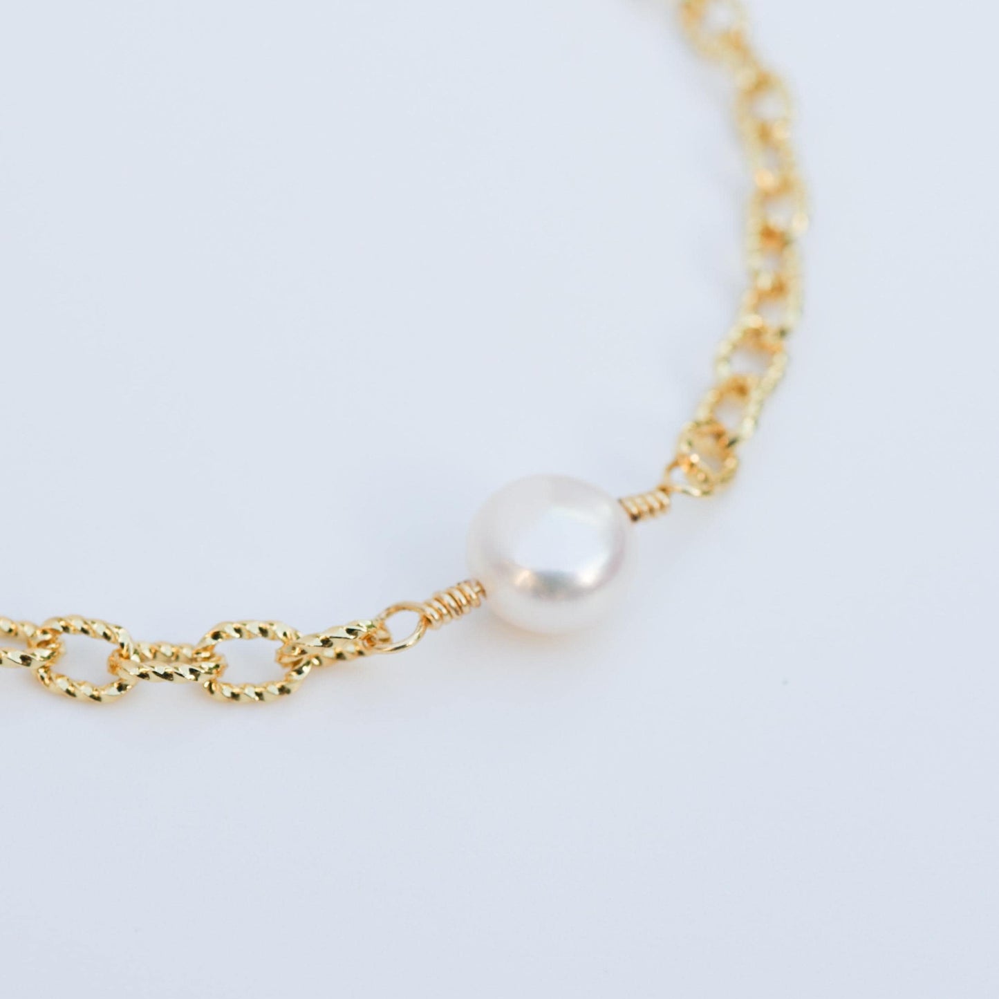 Pearl Chain Bracelet 18k Gold Filled Chain Bracelet , Dainty, Minimalist Jewelry